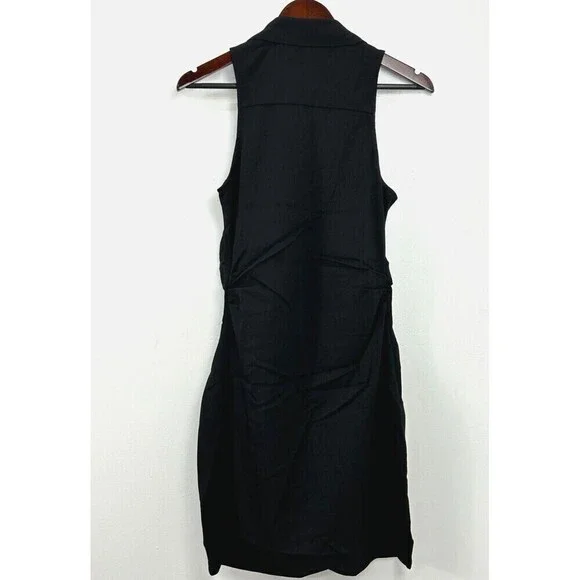 New Choosy St Crosby Plunging Shirt Dress 12 Black Sophie Turner Kim Kardashian - Picture 6 of 10